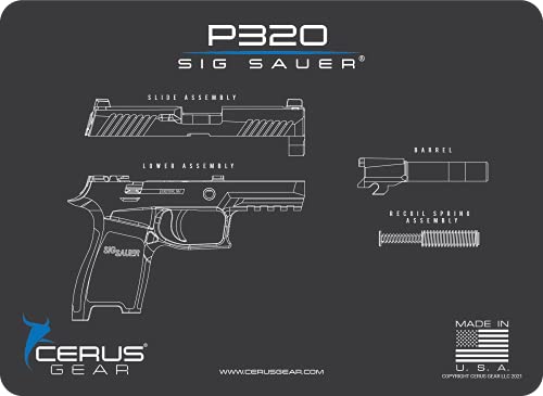 Cerus Gear Cleaning Promat with Sig P-320 Subcompact EDC Schematic Graphics, Vielseitige Pistole Reinigungsmatte, Great for Any Desk or Work Bench (Charcoal Gray) von Cerus Gear
