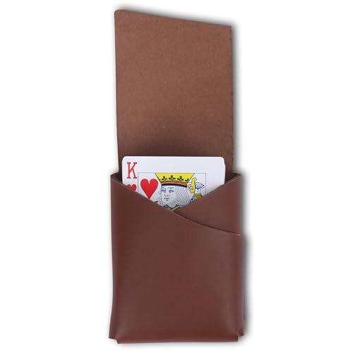 Eleganter Kartenhalter aus Vollnarbenleder - Handgefertigtes, sicheres Spielkartenetui mit - Ideal für Poker, Bridge - Stilvolles Reisezubehör (Tan) von CestAntiQ