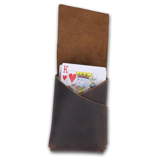 Elegantes Kartenetui aus Vollnarbenleder - Handgefertigtes, sicheres Spielkartenetui mit - Ideal für Poker, Bridge - Stilvolles Reisezubehör (Braun) von CestAntiQ