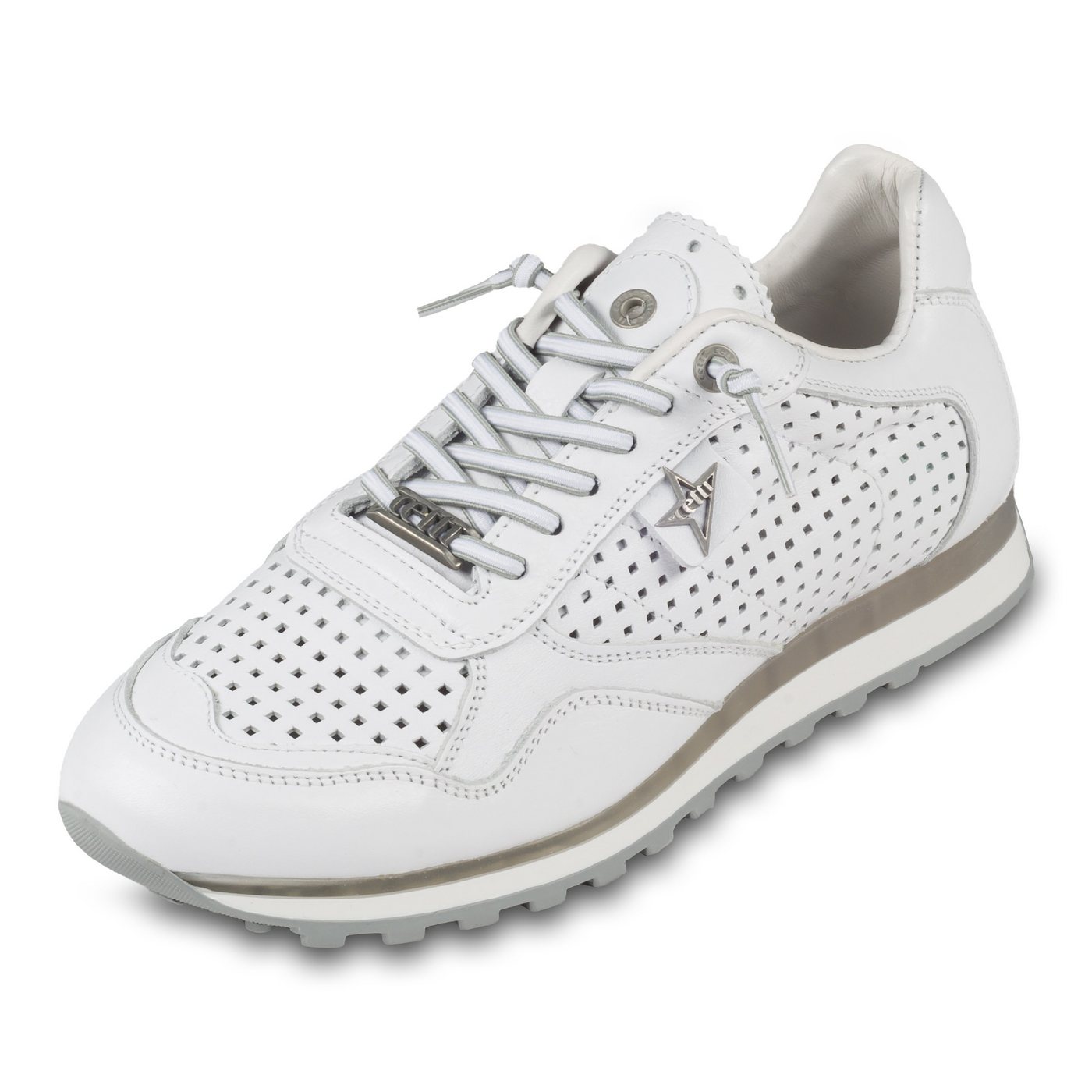 Cetti Herren Sneaker weiß, Kalbsleder perforiert (C-848 nature blanco) Sneaker Gefertigt in Spanien von Cetti