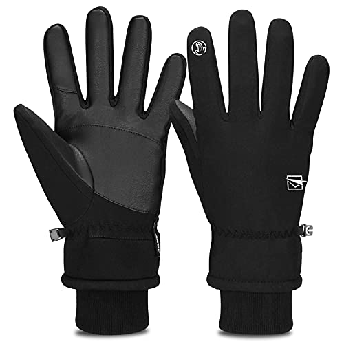 Cevapro Warm Winterhandschuhe Wasserdicht Touchscreen Handschuhe Winddicht Atmungsaktiv Running-Handschuhe Männer Frauen für Outdoor Sports,Schwarz, L von Cevapro