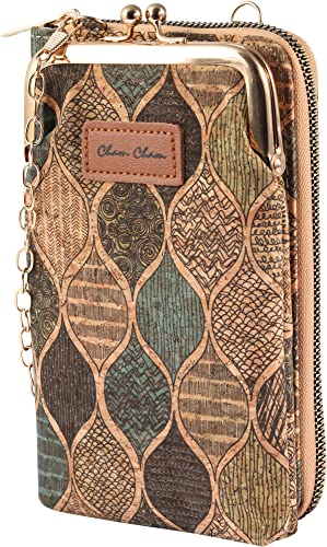 Cham Cham Handy-Mehrzweck-Tasche unter 8 Zoll mit Geldbörse Kork 19 x 11,5 x 4,5 cm Retro Brieftasche 3610004 (Mehrfarbig Rauten) von Cham Cham