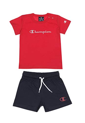 Champion Jungen Bekleidungsset Laufshirt kurz Sport Schule Mode Stil Kleinkind Neu (Rot/Marineblau, 92/18-24 Monate) von Champion