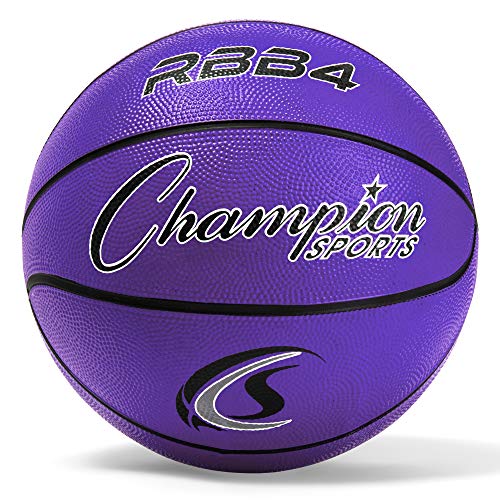 Champion Sports Gummi-Basketball, strapazierfähig, Pro-Style, Größen, Premium-Basketball-Ausrüstung, für drinnen und draußen, Sportunterricht (Größe 6, lila) von Champion Sports