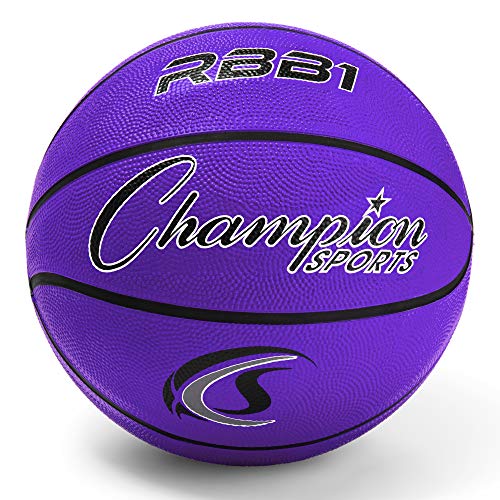 Champion Sports Offizieller Gummi-Basketball, robust, Profi-Stil, Größen – Premium-Basketball-Ausrüstung, für drinnen und draußen – Physikalische Bildung (Größe 7, Violett) von Champion Sports