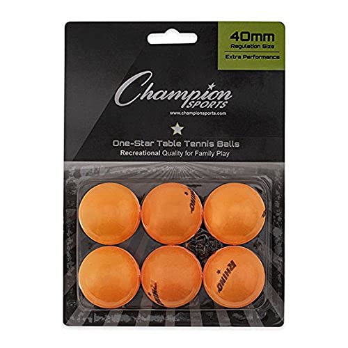 Champion Sports Tischtennisbälle, 1 Stern, 1 Star Orange Table Tennis Balls, 6 Pack, Orange von Champion Sports