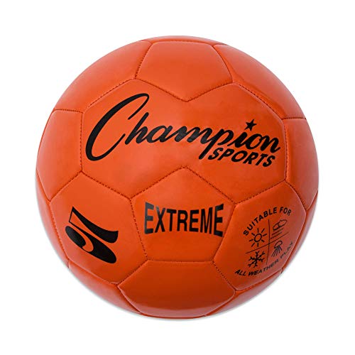 Extreme Series Soccer Ball, reguläre Größe 5 – Collegiate, Professional und League Standard-Kickbälle – jedes Wetter, weiche Haptik, maximale Luftrückhaltung – für Erwachsene, Jugendliche, orange von Champion Sports