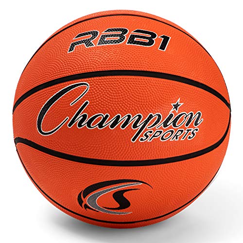 Champion Sports Offizieller Basketball, Gummi, strapazierfähig, Pro-Stil, Größen, Premium-Basketball-Ausrüstung, für drinnen und draußen, Sportunterricht, Größe 7, Orange von Champion Sports