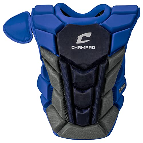CHAMPRO Optimus Pro Plus Ergonomischer Brustschutz für Commotio Cordis mit Abnehmbarer Schulterkappe, 39,4 cm, Königsblau von Champro