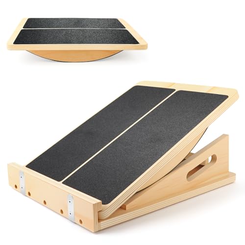 Charmofun 2-Ini-1 Schrägbrett & Balance Board, Slant Board 4 Angles Einstellbar, Rutschfestes Wadendehner mit Tragegriff, Balancebrett für Beinmuskeln Strecken und Körper Gleichgewicht Übung von Charmofun