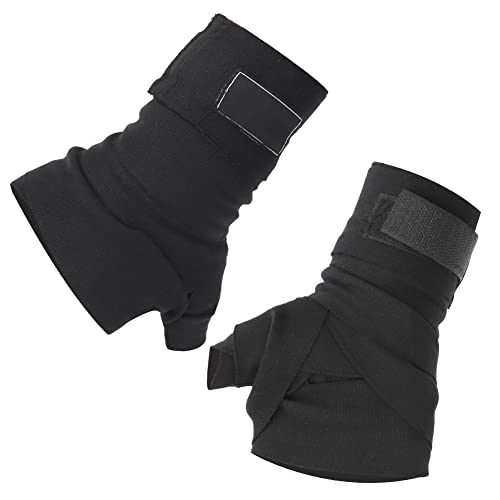 ChengyuWei Black Polyurethane Boxing Winding Bandage, Sports Hand Wraps for Fighting Muay, Breathable Slip Hand Strap with Fixed End, Protective Wrist Support for Boxing Training von ChengyuWei