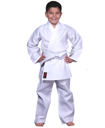 Chikara Karateanzug Kinder weiß, Karate Anzug Jungen, Karate Anzug Mädchen, Karateanzug Kinder Baumwolle, Kampfsportanzug Kinder (150) von Chikara