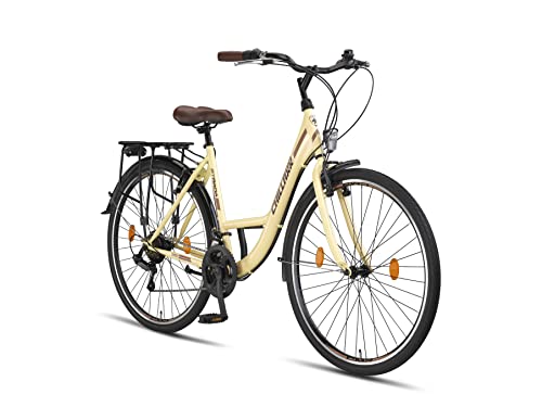 Chillaxx Bike Strada Premium City Bike in 26 und 28 Zoll - Fahrrad für Mädchen, Jungen, Herren und Damen - 21 Gang-Schaltung - Hollandfahrrad Citybike (Beige V-Bremse, 28 Zoll) von Chillaxx