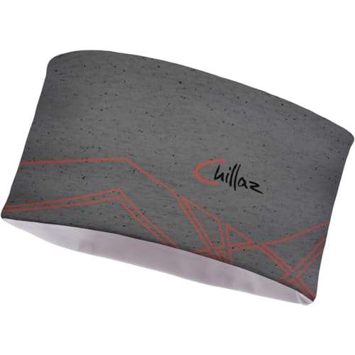 Chillaz Mountain Abstract Headband Grau - Sportliches elastisches Stirnband, Größe One Size - Farbe Dark Grey - Orange von Chillaz