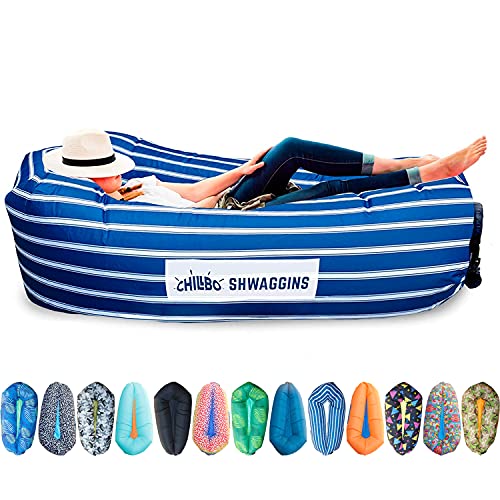 Chillbo Shwaggins Inflatable Couch – Cool Inflatable Chair. Upgrade Your Camping Accessories. Easy Setup is Perfect for Hiking Gear, Beach Chair and Music Festivals. (Nautical Blue) von Chillbo