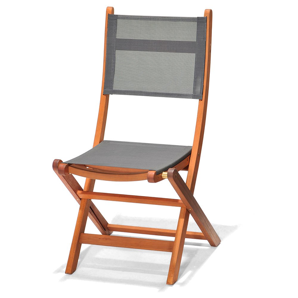 Chillvert Napoles Fsc Eucalyptus And Fabric Folding Chair 50.65x49.6x93.2 Cm Grau von Chillvert