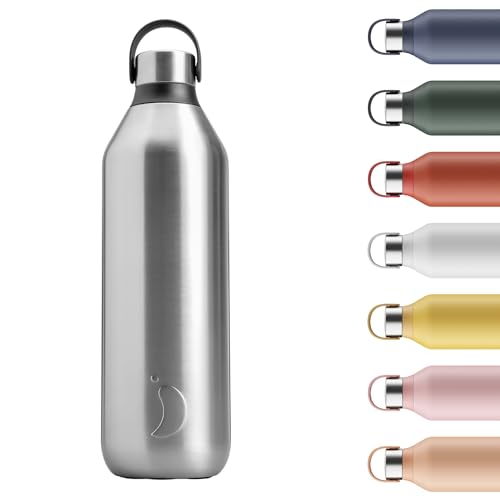 Chilly's Serie 2 Wasserflasche - Recyclter BPA-Freier Edelstahl und Wiederverwendbar - Auslaufsicher, Ohne Kondensation - Stainless Steel, 1000ml von Chilly's