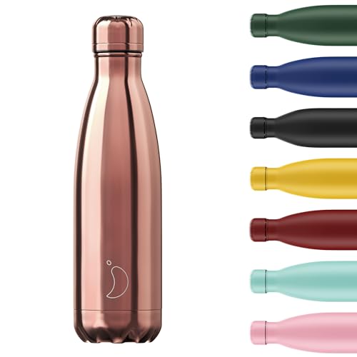 Chilly's Wasserflasche - Edelstal und wiederverwendbar - Auslaufsicher, schweißfrei - Chrom Rose Gold - 260ml von Chilly's