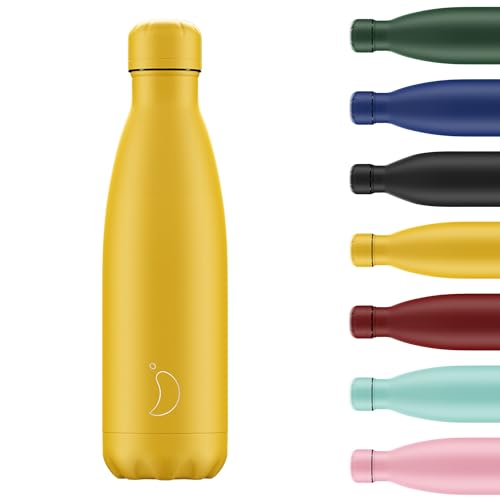 Chilly's Wasserflasche - Edelstal und wiederverwendbar - Auslaufsicher, schweißfrei - Matte - All Burnt Yellow - 500ml von Chilly's