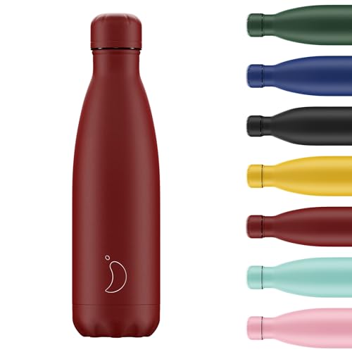 Chilly's Wasserflasche - Edelstal und wiederverwendbar - Auslaufsicher, schweißfrei - Matte - All Red, 500ml von Chilly's