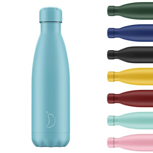 Chilly's Wasserflasche - Edelstal und wiederverwendbar - Auslaufsicher, schweißfrei - Pastel - All Blue, 500ml von Chilly's