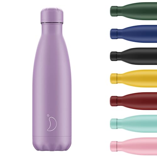 Chilly's Wasserflasche - Edelstal und wiederverwendbar - Auslaufsicher, schweißfrei - Pastel - All Purple, 500ml von Chilly's