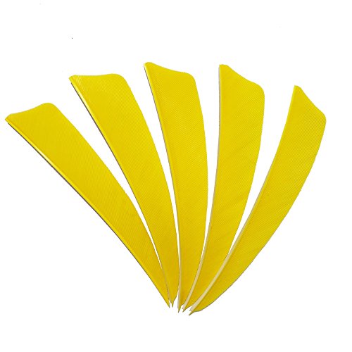 SHARROW 50 Stück Bogenschießen Pfeilfedern Naturfedern für Pfeile 4 Zoll Shield Cut Fletches Fletching Vanes (Gelb) von SHARROW