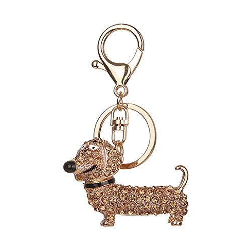 Chinget Lovely Dackel Hundeform Schlüsselanhänger mit Strass Charme Anhänger für Schlüsselbund Kfz Handtaschen (Champagner) von Chinget