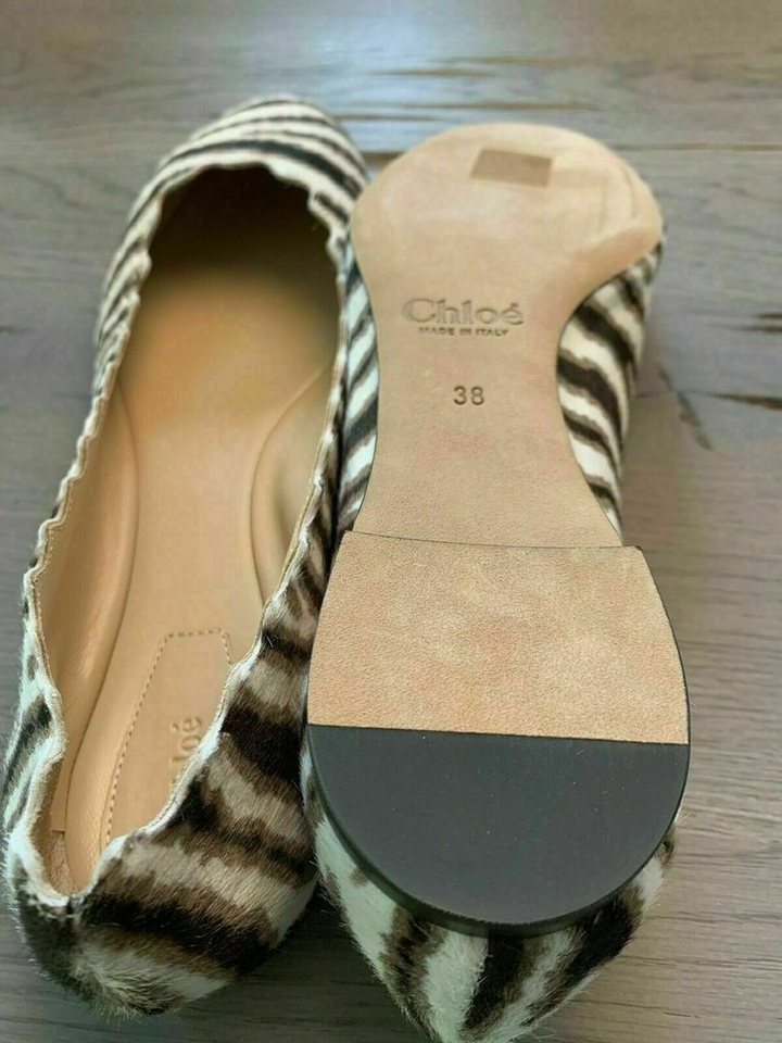 Chloé CHLOE LAUREN ZEBRA BALLERINAS SLIPPERS HALBSCHUHE SCHUHE SHOES FLATS L Sneaker Ballerinas von Chloé