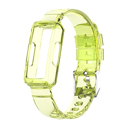 Chofit Armband, kompatibel mit Fitbit Luxe/Ace 3/Ace 2/Inspire 2/Inspire HR/Inspire Armband, TPU Kunststoff Transparent Crystal Ersatz Armband Armband (Gelb) von Chofit