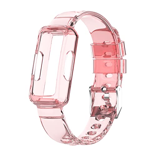 Chofit Kompatibel mit Fitbit Luxe/Ace 3/Ace 2/Inspire 2/Inspire HR/Inspire Armband, TPU Kunststoff Transparent Kristall Ersatz Armband Armband (Rosa) von Chofit