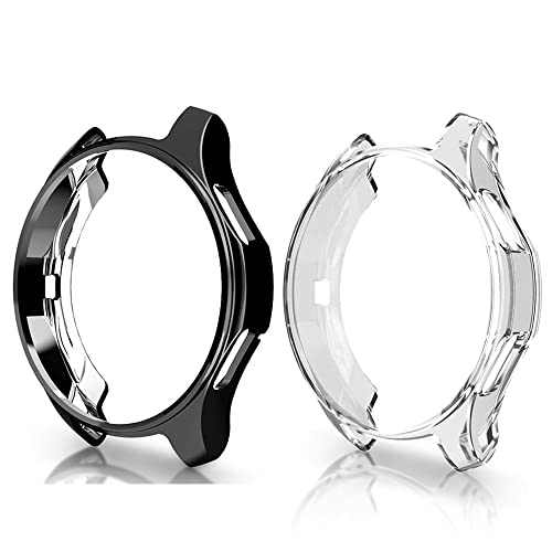 Chofit Schutzhülle kompatibel mit Samsung Galaxy Watch 42 mm Hüllen, weiche TPU-beschichtete Stoßstangenabdeckung für Galaxy Watch 42 mm SM-R810 (schwarz + transparent) von Chofit