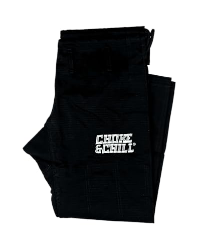 Choke&Chill Herren BJJ Gi Hose Brazilian Jiu-Jitsu Kimono Luta Livre Grappling Shorts (Schwarz, A1) von Choke&Chill