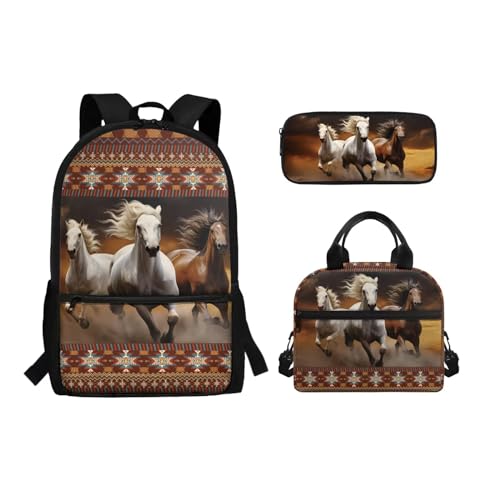 Chririnla 3-teiliges Kinder-Schultaschen-Set für Mädchen 7–10, isolierte Lunchbox und Federmäppchen, großes Fassungsvermögen, Schultaschen-Sets, hai, Tagesrucksack von Chririnla