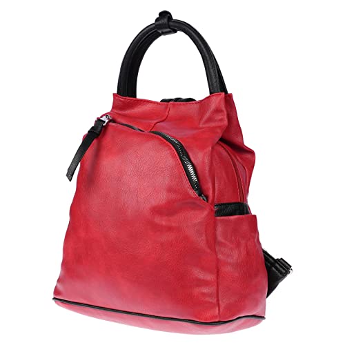Christian Wippermann großer Damen City Rucksack Tasche Body Bag Leder Optik Schultertasche Rot von Christian Wippermann