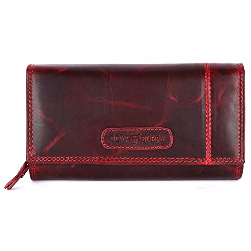 CowBurry Echtleder Damen Geldbörse Hochwertig Vintage RFID Schutz CB-5 Red von Chunkyrayan