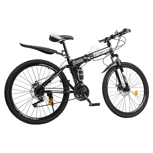 26 Zoll Fahrrad Folding Premium Mountainbike 21 Gang-Schaltung High Carbon Stahl Scheibenbremsen Vorne Fahrrad Mountain Bike für Erwachsene, Höhenverstellbar Fahrrad 26 Leichtgewicht Herrenrad von Chynalys