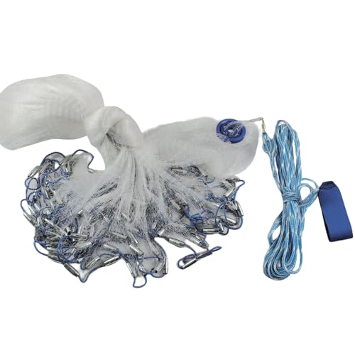3/4.2/5.4/6.6 metre Hand Überwurf Fishing Net Tragbaren Anglen Wurfnetz Abfischen Fischernetz Mesh Fischernetz Angeln Cast Net mit Sinker, Verdicktes Handseil, dichtes Netz (4.2M) von Chynalys