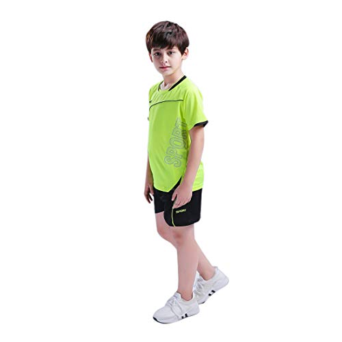 Cicilin Jungen Fußball Uniform Trainingsanzüge Kinder Atmungsaktive Sporttrikots – Kurzarm T-Shirts & Shorts Teamswear Sets Sportshorts Sets (Größe 20 – Grün) von Cicilin