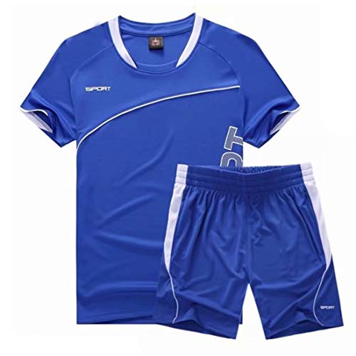 Cicilin Jungen Fußball Uniform Trainingsanzüge Kinder Atmungsaktive Sporttrikots – Kurzarm T-Shirts & Shorts Teamswear Sets Sportshorts Sets (Größe 24 – Blau) von Cicilin
