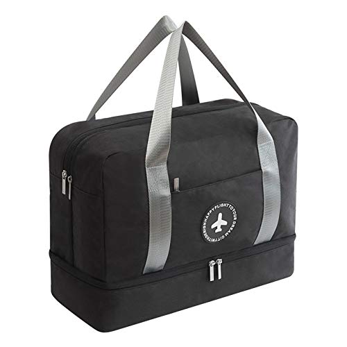 Cicilin Reisetasche für Damen und Herren, leichte Canvas-Reisetasche, Sporttasche, modisch, mit Schuhfach und Nassfach, Schwarz (Schwarz) - CI.01BB009-1 von Cicilin