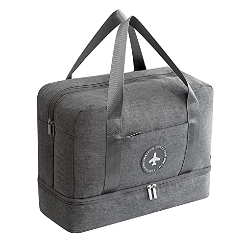 Cicilin Reisetasche für Damen und Herren, leichte Canvas-Reisetasche, Sporttasche, modisch, mit Schuhfach und Nassfach, grau (Grau) - CI.01BB009-3 von Cicilin