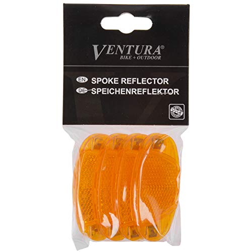 Ventura Unisex – Erwachsene Speichenreflektor Set, 4 Stück, mit deutschem Prüfzeichen, orange von Ventura