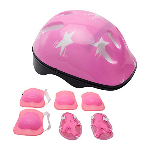 Cicony Kinder Skateboard Helm Schutz Set, Knieschützer Ellenbogenschutz Handgelenk Schutz und Verstellbar Fahrrad Helme Verwenden für Scooter Fahrrad Roller Skating, Packung 7 - Rosa von Cicony