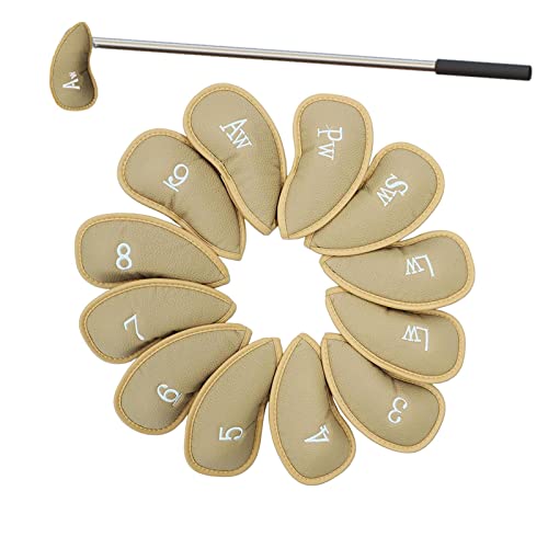 Cipliko Golf-Abdeckungen, einfaches An- und Ausziehen, Leder, Eisen und Keil, Golf-Zubehör, Golf-Abdeckungen, Set für alle Rechtshänder-Golfschläger von Cipliko