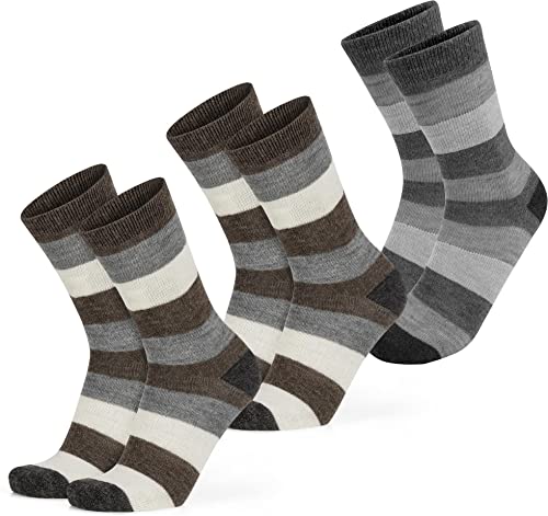 Circle Five 6 Paar Alpaka Woll Socken für Damen und Herren - leicht, weich und warm Farbe Braun/Braun/Anthrazit Größe 35-38 von Circle Five