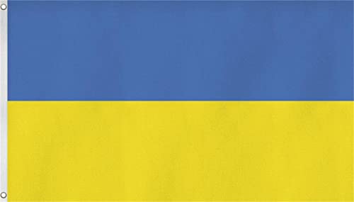 Circle Five Ukraine Flagge verstärkt mit Zwei Metallösen in verschiedenen Größen 90x150cm / 150x250cm / 300x500cm Größe 150 cm x 250 cm von Circle Five