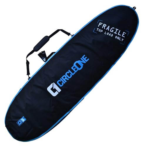 Circle One Surfbrett-Tasche, 2,1 m lang, dick gepolsterte, strapazierfähige Schaumstoffpolsterung, Griff und Schultergurt, Blau von Circle One