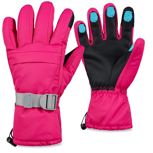 CityComfort Ski Handschuhe Damen, Touchscreen Thermo Handschuhe Damen & Teenager Fleece-Futter Wasserdicht Winddicht Geschenke für Frauen (Rosa) von CityComfort