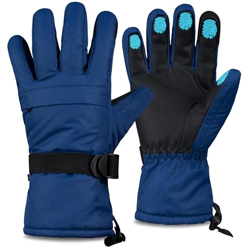 CityComfort Ski Handschuhe Herren Teenager, Touchscreen Thermo Winterhandschuhe Herren mit Fleece-Futter L/XL Sport Geschenke für Männer (Blau) von CityComfort